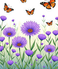 Purple Aster Butterflies Garden Rug