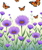 Purple Aster Butterflies Garden Rug