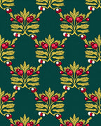 Emerald Red Berry Garland Botanical Rug