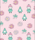 Pink Pastel Gnome Monster Floral Meadow Rug