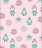 Pink Pastel Gnome Monster Floral Meadow Rug