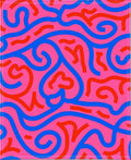 Vibrant Pink Blue Red Swirl Rug