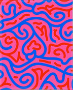 Vibrant Pink Blue Red Swirl Rug