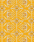Golden Yellow Ornate Floral Symmetry Rug