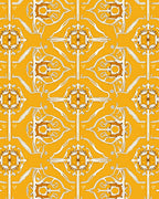 Golden Yellow Ornate Floral Symmetry Rug