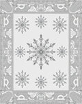 Monochromatic Gray Snowflake Border Rug