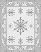Monochromatic Gray Snowflake Border Rug
