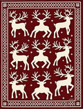 Burgundy Cream Reindeer Herd Jacquard Rug