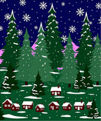 Winter Village Snowflakes Snowy Forest Scene Rug