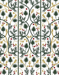 Green Red Leafy Vine Arabesque Rug