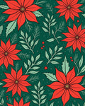 Coral Red Poinsettia Emerald Foliage Rug