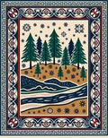 Winter Forest Stream Folk Art Rug