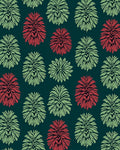Deep Teal Red Green Leaf Emblem Rug