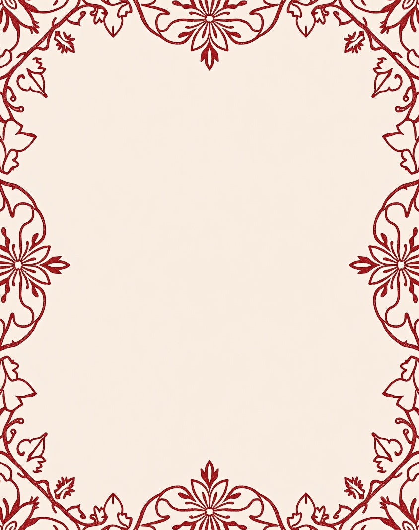 Crimson Floral Border Lace Rug