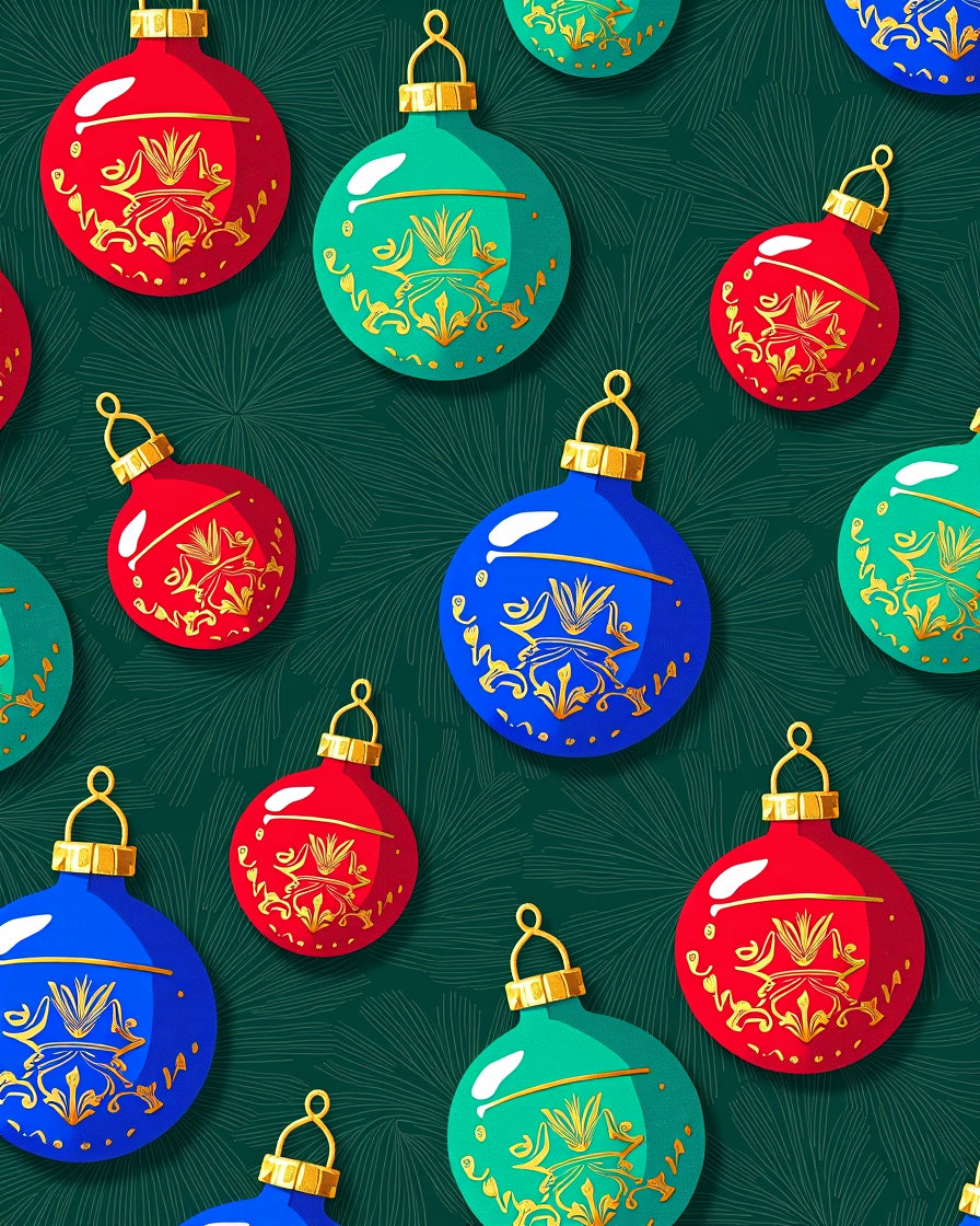 Red Green Blue Ornate Ornaments Rug