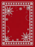 Winter Snowflake Red Border Throw Rug