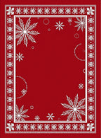 Winter Snowflake Red Border Throw Rug
