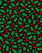 Red Floral Green Leaf Background Rug
