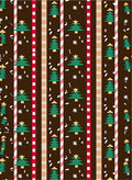 Festive Green Trees Brown Stripe Candy Cane Rug