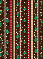 Festive Green Trees Brown Stripe Candy Cane Rug