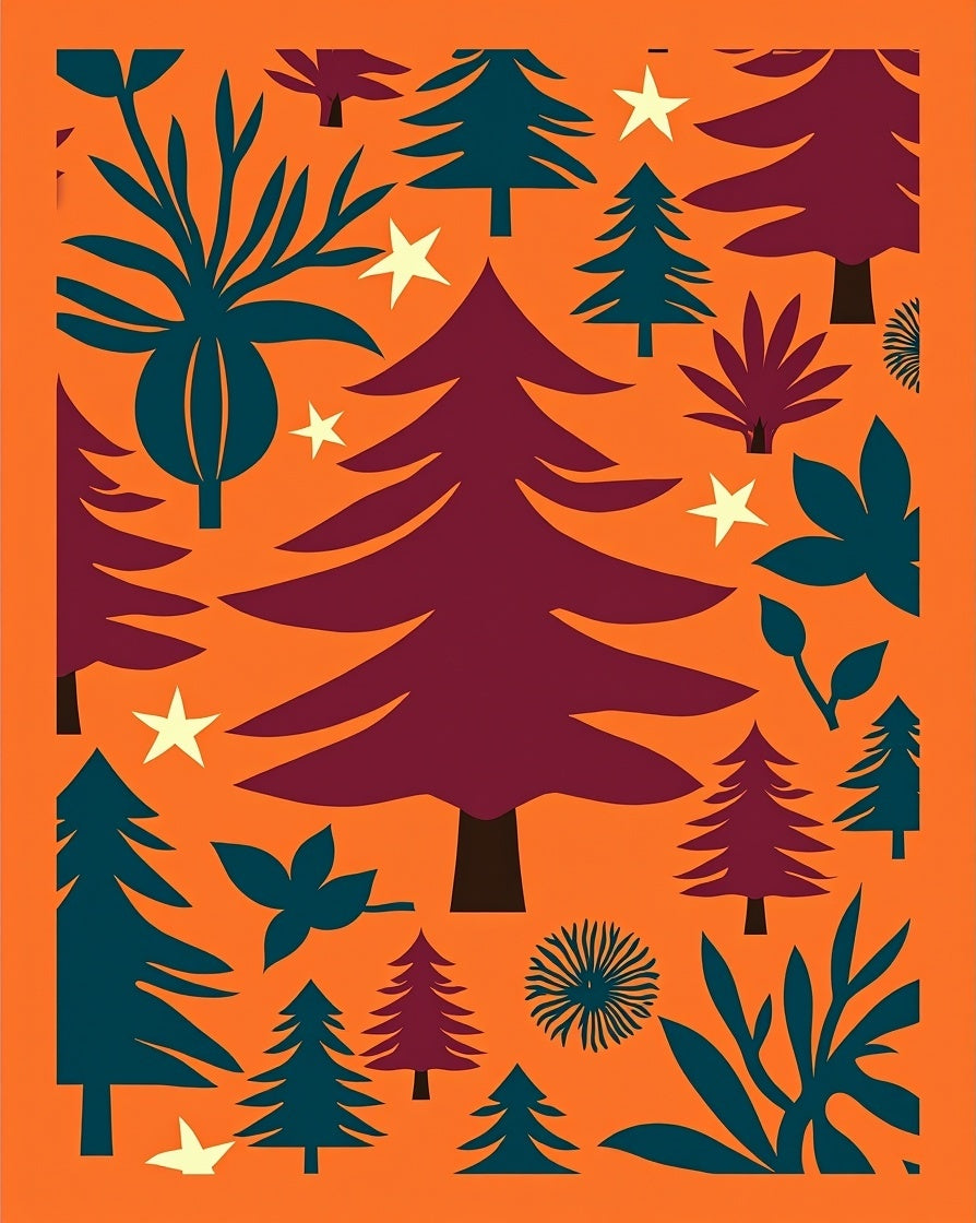 Abstract Evergreen Forest Starry Night Rug