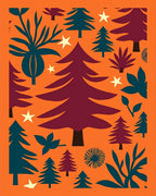 Abstract Evergreen Forest Starry Night Rug
