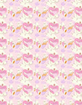 Pink Heart Bird Swirls Pastel Rug