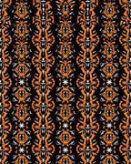 Ornate Black Orange Tribal Symmetry Rug