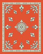 Vibrant Orange Floral Medallion Border Rug