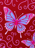 Vibrant Crimson Butterfly Swirl Rug