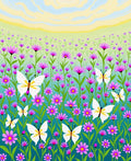 Vibrant Purple Garden White Butterfly Meadow Rug