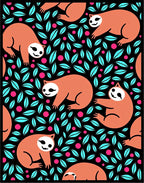 Whimsical Sloth Teal Leaf Pink Dot Rug