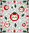 Festive Red Green Cat Christmas Ornament Rug
