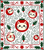 Festive Red Green Cat Christmas Ornament Rug