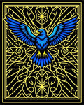 Electric Blue Eagle Stained Glass Rug