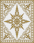 Ornate Gold Starburst Scrollwork Rug