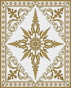 Ornate Gold Starburst Scrollwork Rug