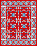 Bold Red Blue Snowflakes Geometric Rug