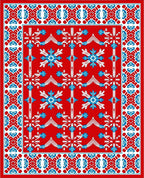Bold Red Blue Snowflakes Geometric Rug
