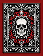 Black Red White Skull Ornamental Rug