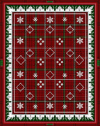 Crimson Plaid Snowflake Diamond Medallion Rug