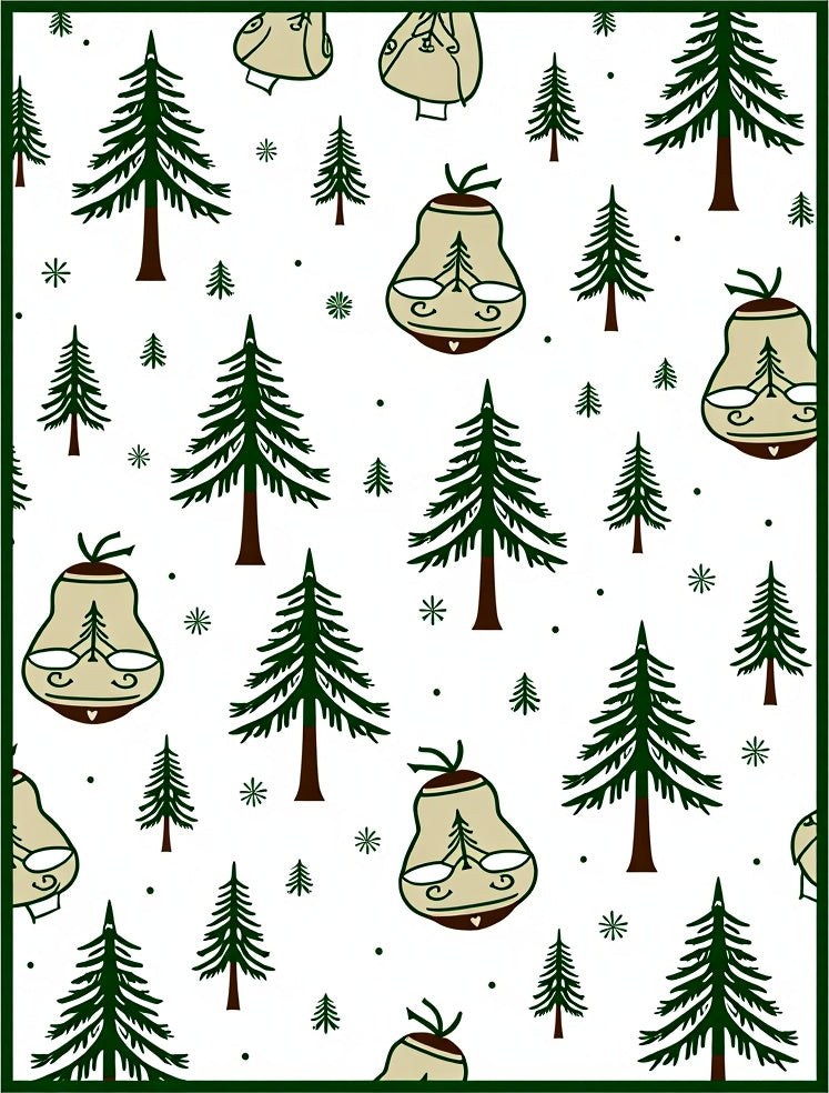 Festive Green Pine Pear Trio Rug