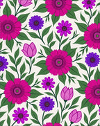 Vibrant Magenta Purple Floral Field Rug