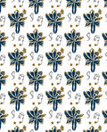 Deep Blue Gold Abstract Flower Stars Rug