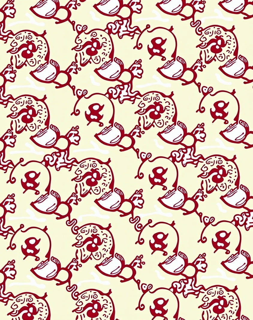 Crimson Folk Art Floral Border Rug