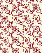 Crimson Folk Art Floral Border Rug