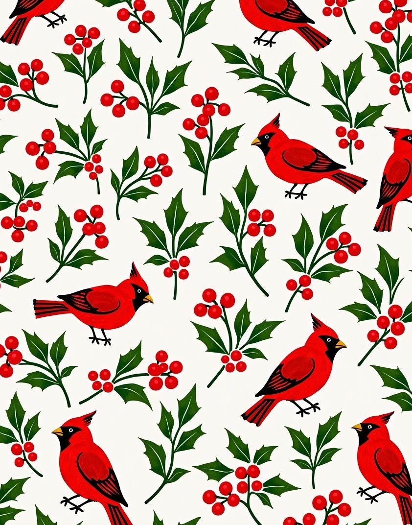 Red Cardinal Holly Berry Garden Rug