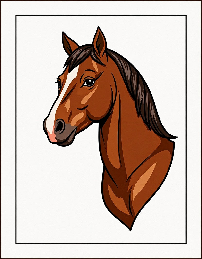 Brown Horse Head Graphic Art Rug