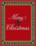 Red Festive Holly Border Rug