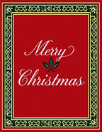 Red Festive Holly Border Rug